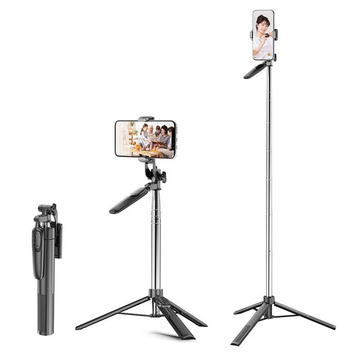 Bluetooth Selfie Stick, Stainless Steel Outdoor Photo Tool, Handheld All-in-One Phone Live Streaming Tripod