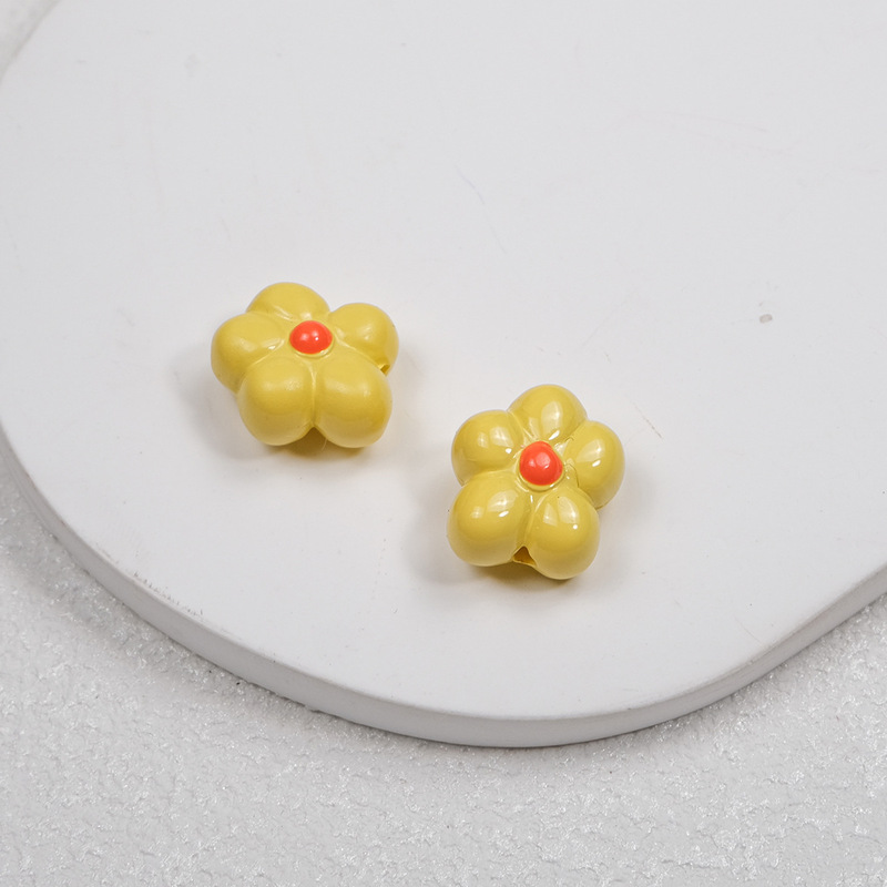烤漆点油气球花朵不规则穿孔珠亚克力diy饰品包挂手机链条配件|undefined
