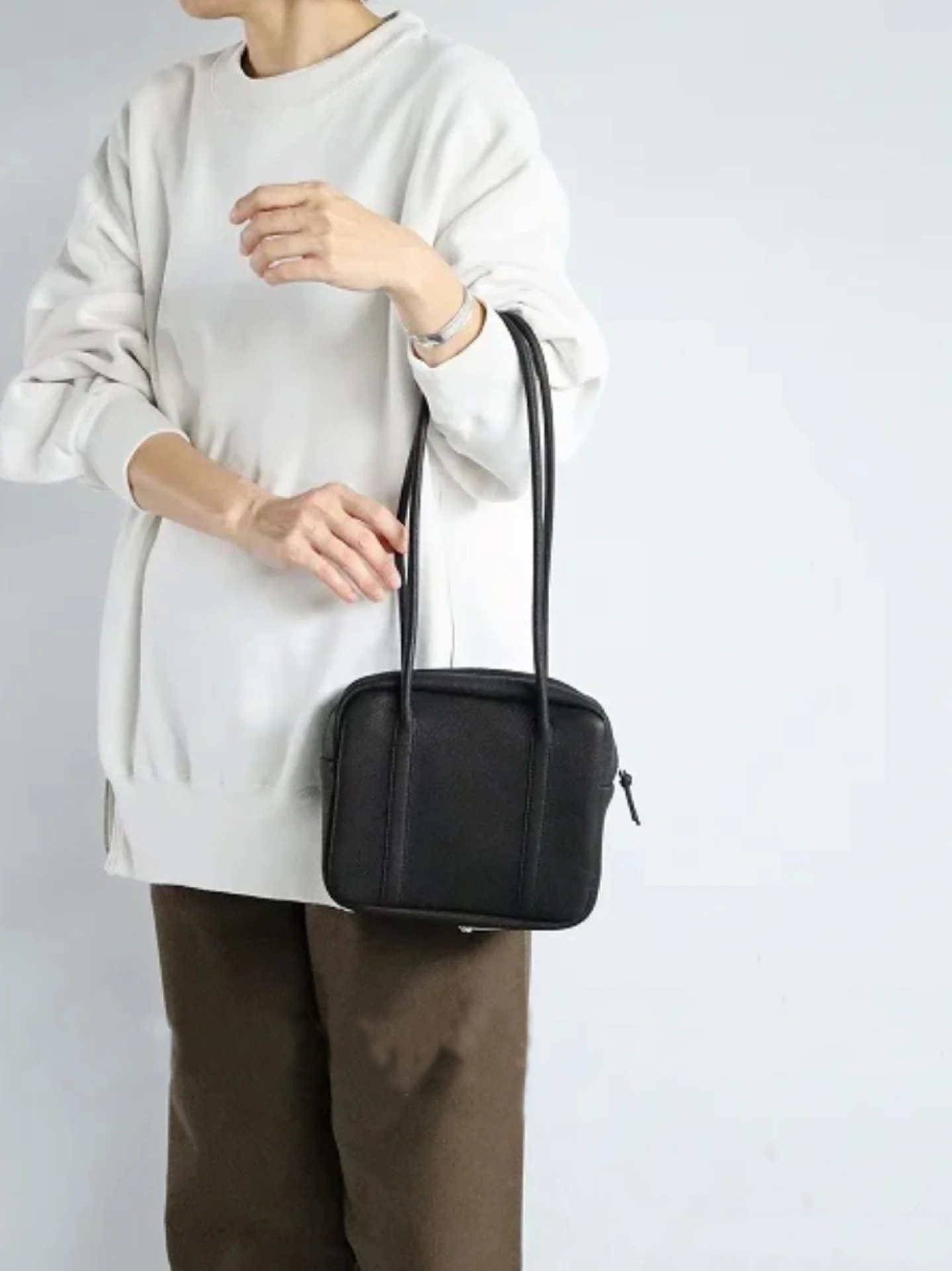 【工場直売】Aet @ 2025年新型鹿皮頭層真皮トーストバッグボストンバッグ脇下シングル肩