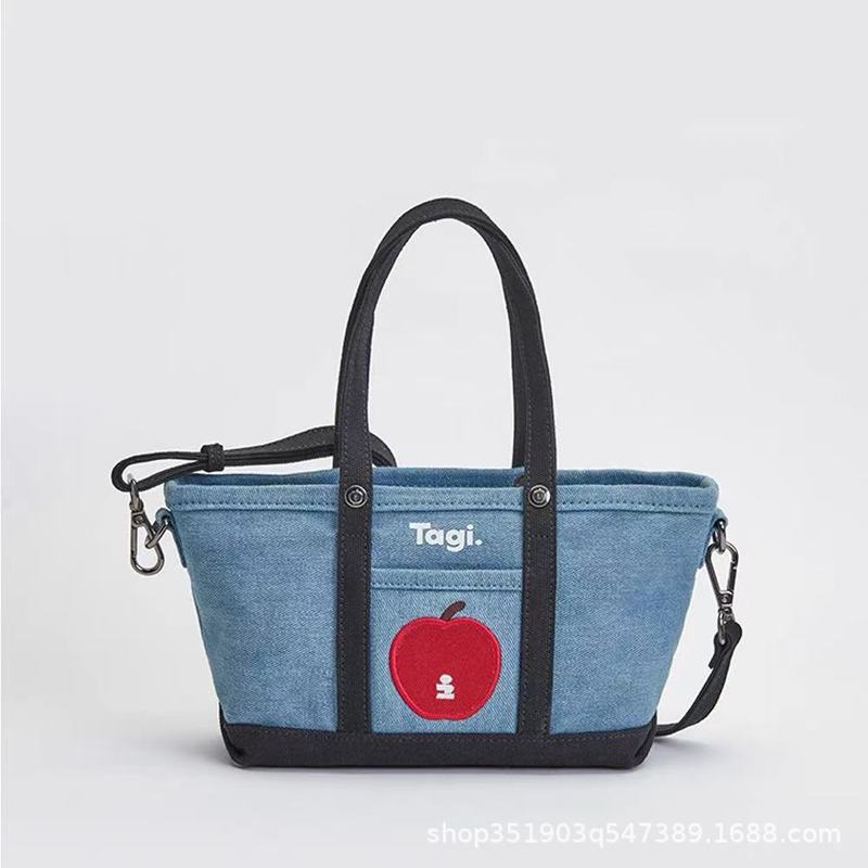 tagi. Imagine Apple カラーブロック 通勤 レトロ ショルダーバッグ キャンバストート 大小 ポータブル クロスボディバッグ|undefined