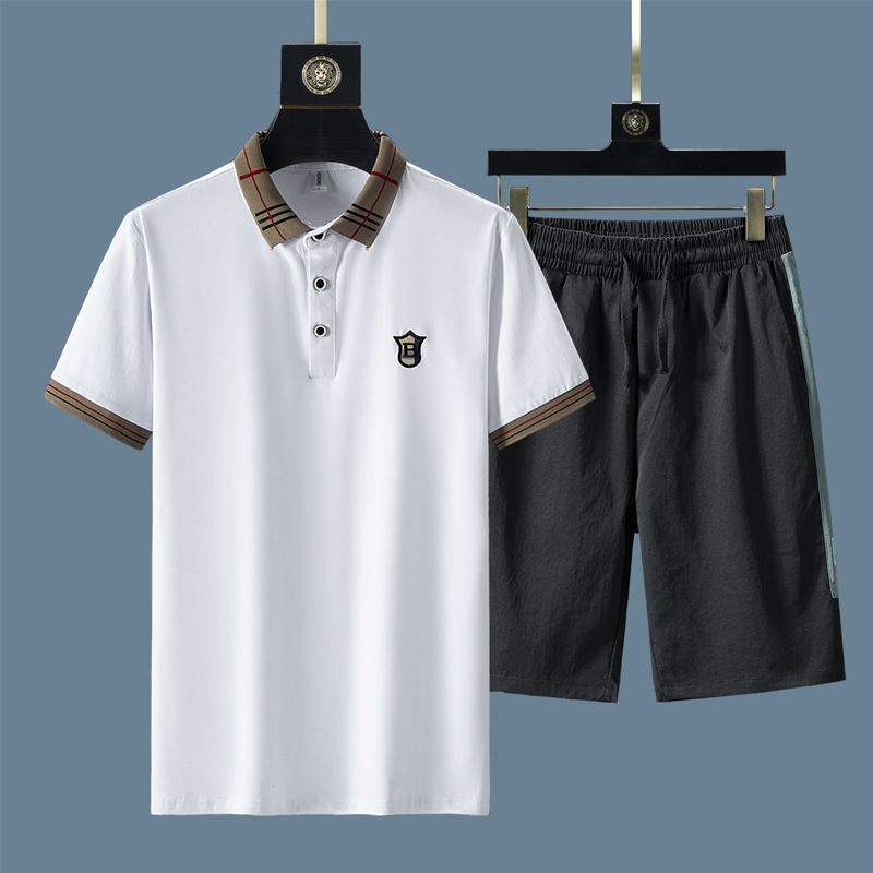 Traje deportivo delgado de verano para hombre 2025 verano nuevo estilo camisa POLO de manga corta pantalones cortos sueltos traje casual de algodón
