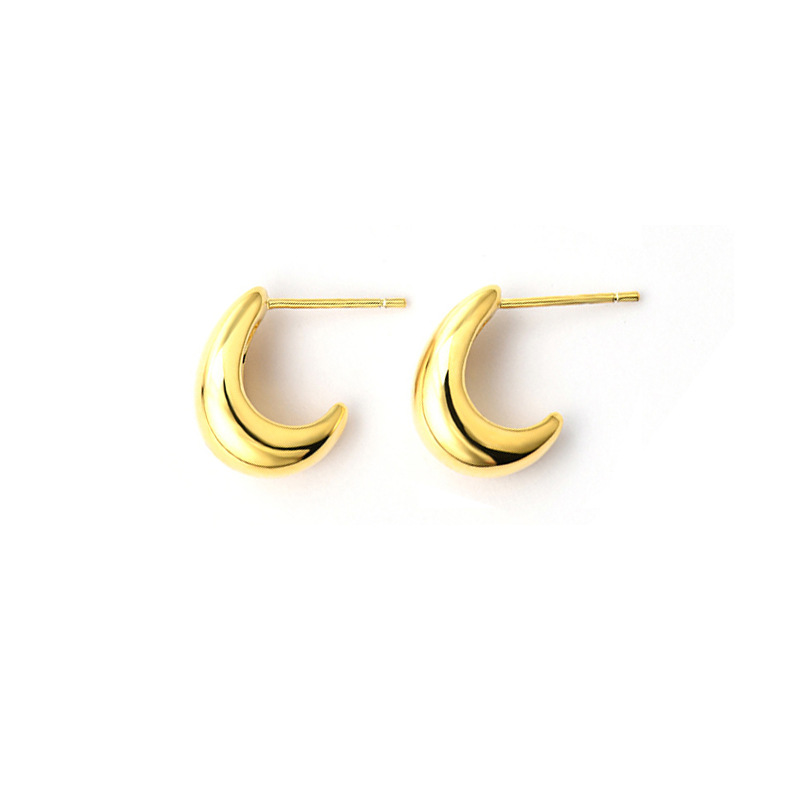 1 Pair Simple Style Moon Stainless Steel Ear Studs display picture 3