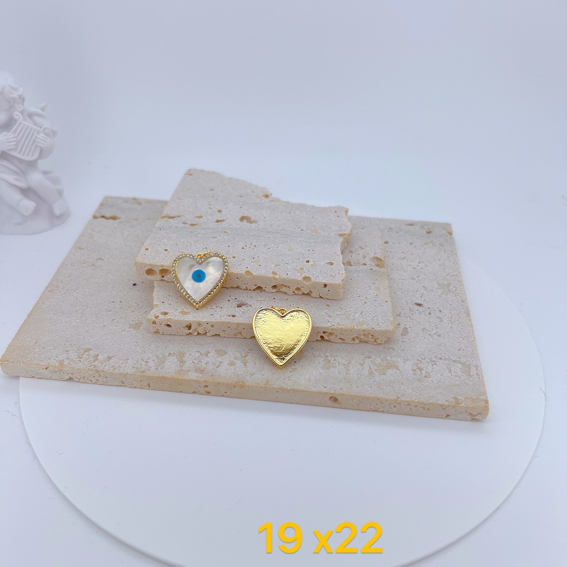 Shell, Zircon Inlay Material 1 Piece 19*22mm Copper Shell Zircon Devil's Eye Heart Shape Pendant