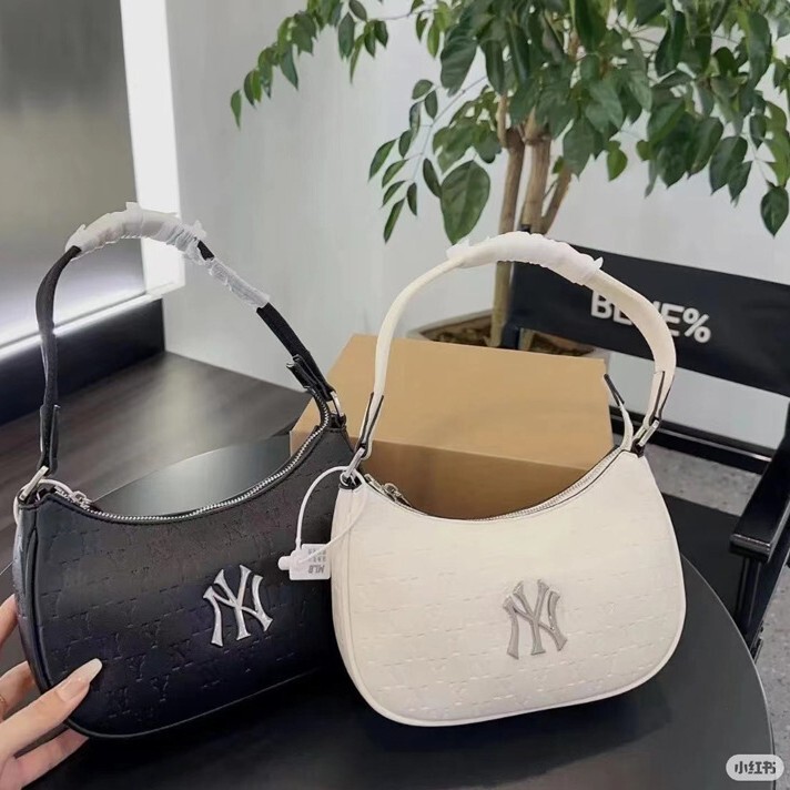 Korean Mlb Full Version Underarm Bag with Embossed Ny, Simple Handbag, Shoulder Bag, Fashionable Versatile Casual Commuter Women's Bag, New Model