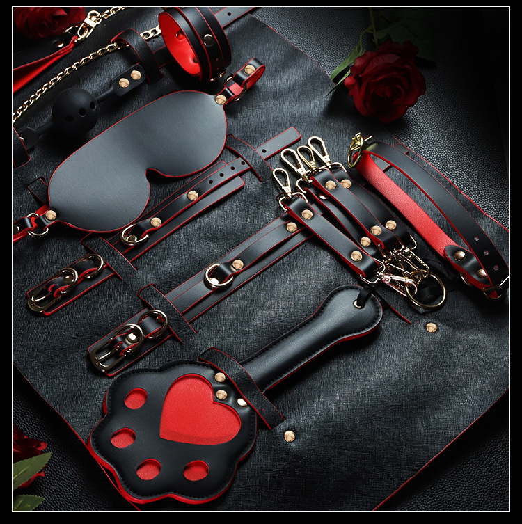 Jiuai SM Nipple Clamp & Handcuff Bondage Set, 10-Piece Glow Leopard Print Kit — detail image 17