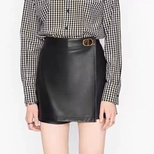 时尚真皮短裤女高腰显瘦绵羊皮a字阔腿休闲短裤达人大牌显瘦裙裤