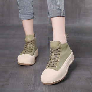 Leather Casual Short Boots Women's Lace-up Soft Bottom Naked Boots Autumn and Winter New Fashionable All-match Comfortable Cowhide Single Boots