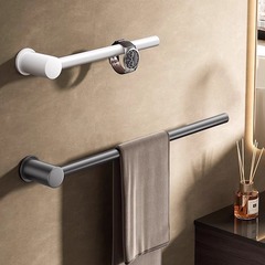 High-end bathroom single-pole towel rack without drilling, towel holder, bathroom space aluminum towel bar, minimalist towel hanger