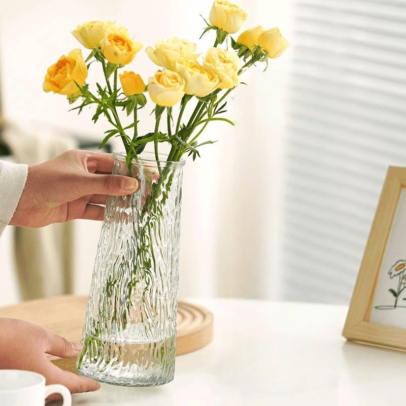 Vaso de vidrio transparente creativo simple europeo de alto nivel de flores hidropónicas decorativas de escritorio de la sala de estar