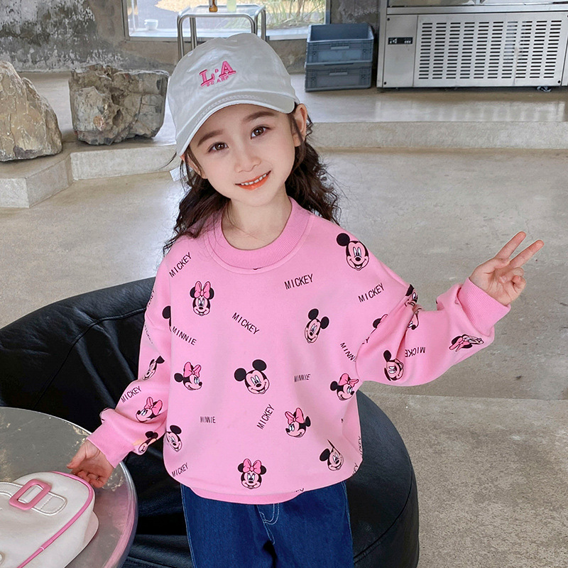 2026 Spring and Autumn New Children's Fashion Trend Sweatshirt Cute Cartoon Mickey for Girls, Versatile and Trendy for Young Children