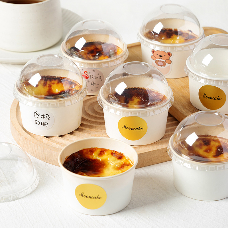 Taro Paste Baked Milk Cup Macaron Box Cake Packaging Box Baking Dessert Baked Egg Custard Paper Cup Heat-Resistant Pudding Paper Bowl