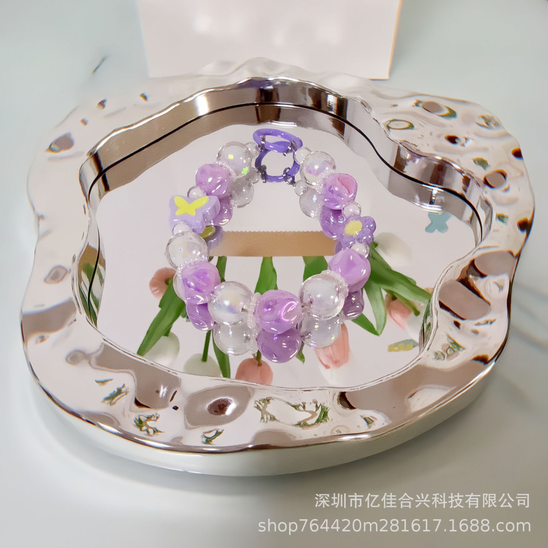 Nuevo acrílico de color dopamina cuentas mariposa flor móvil cadenas colgante cadena de transmisión en vivo colgante llavero colgante