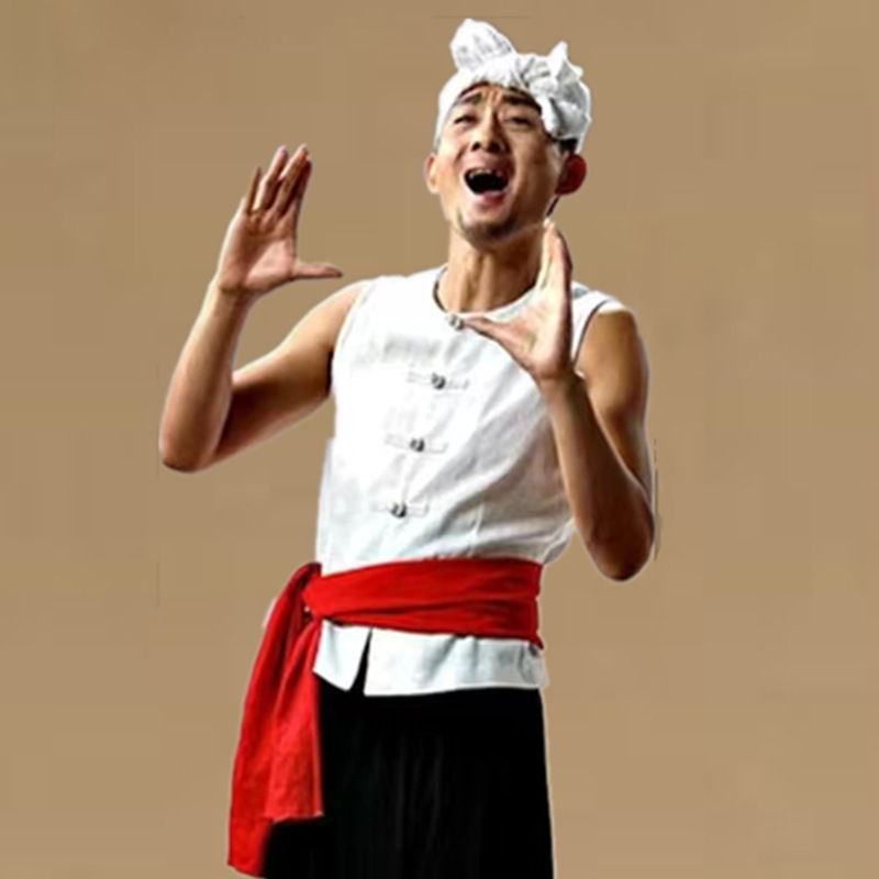 Abao's Same Style Shaanxi Farmer Performance Costume Wang Erxiao Children's Dance Costume Adult Waist Drum and Yangko Folk Performance