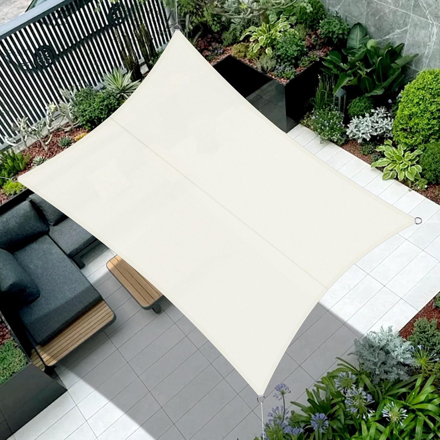 Waterproof Sunshade Sail, Sunshade and Rainproof Canopy, Rectangular Sunshade Cloth Suitable for Outdoor Courtyards and Balconies