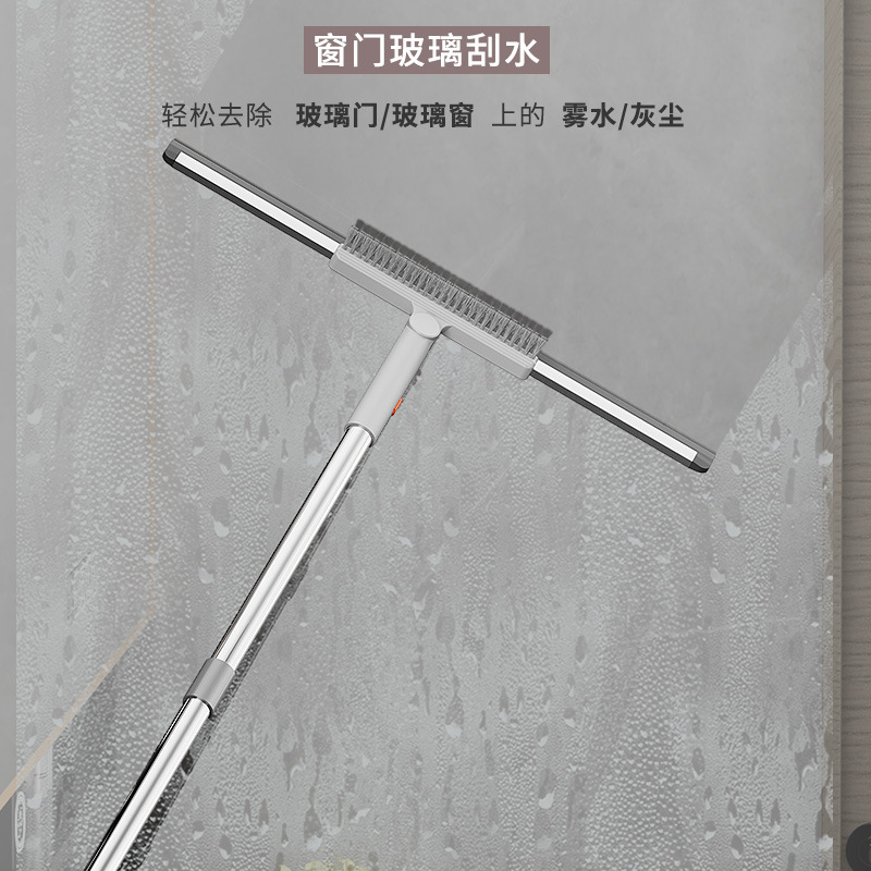 Silicone Magic Scrubber, Removable Household Bathroom Squeegee, Stainless Steel Tile and Glass Window Cleaning Tool with No-Dead-Angle Scrub