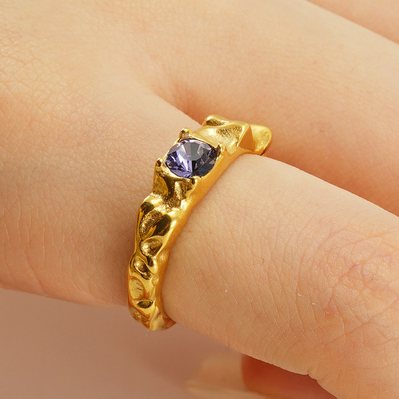 304 Stainless Steel Material Geometric Pattern Women's Gender PVD Coated 18K Gold Plated Geometric 304 Stainless Steel Retro Waterproof Non Tarnish Open Rings