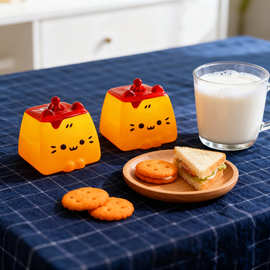 创意猫咪布丁小夜灯夜市摆摊发光玩具儿童卡通可爱床头搪胶灯摆件