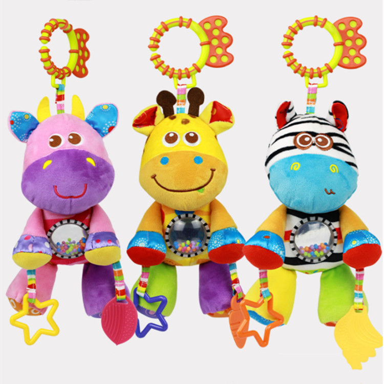 Cama de coche de bebé que cuelga 0-1 años de edad bebé animal cama colgante juguete de peluche con sonajero calmante muñeca cama de coche juguete colgante