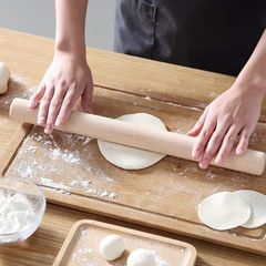 天然櫸木擀麵杖實木大小號壓面棍家用餃子皮擀麵棍檊面棒烘焙工具