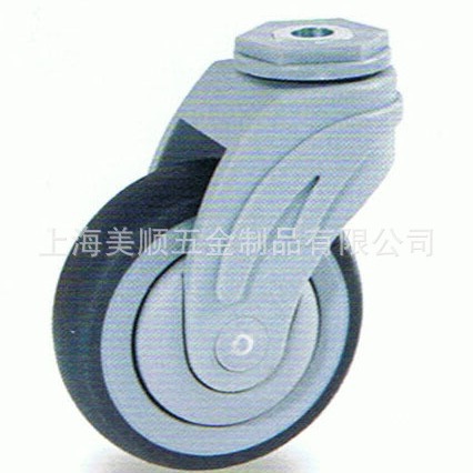 供应美顺2系列5寸通孔全塑支架医用机械物流设备推车万向刹车脚轮