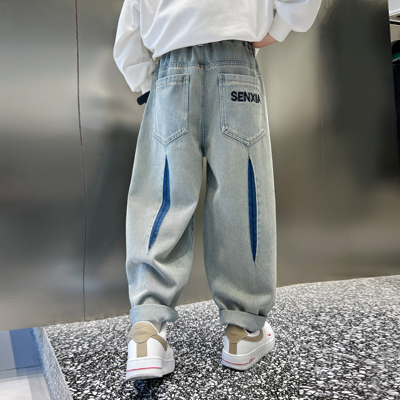 Boys summer anti-mosquito jeans 2025 new large children's clothing children's pants spring and autumn boys casual pants wholesale Boys summer anti-mosquito jeans 2025 new large children's clothing children's pants spring and autumn boys casual pants wholesale