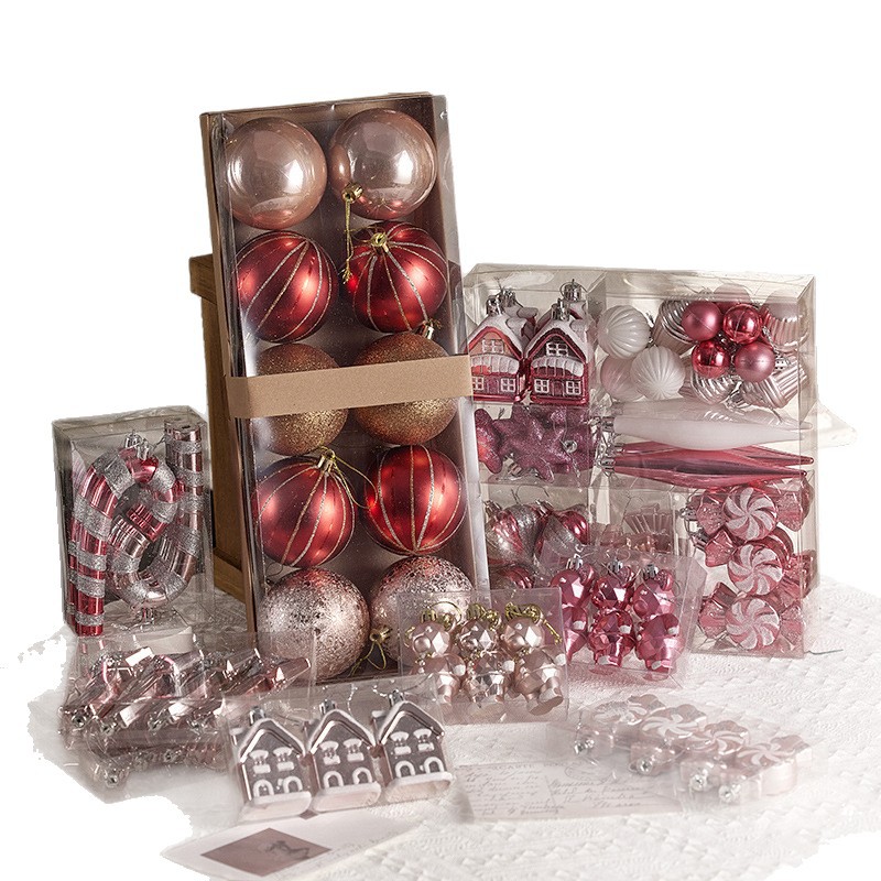 Bola rosa de Navidad pintada bola colgante de Navidad colgante de Navidad decoración de árbol de Navidad colgante caja image 5