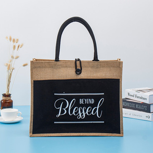 Customized Jute Tote Bags with Creative Laminated Three-Dimensional Gift Advertising Print, Eco-Friendly Woven Bags
