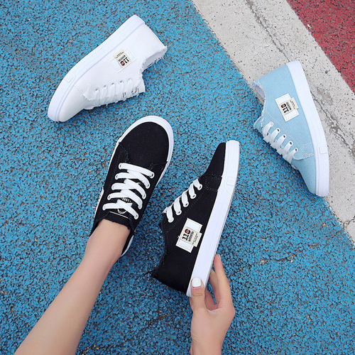 Summer Autumn Korean Style Women's Casual Canvas Shoes Breathable White Shoes Student Flat Platform