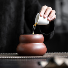 陶化妆土福禄建水陶瓷复古做旧茶洗水盂笔洗茶道配件葫芦形茶渣缸