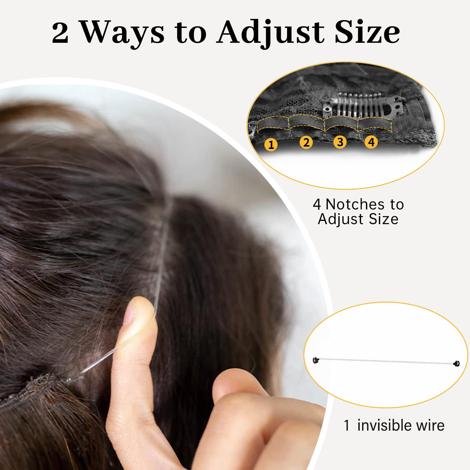 Peruca con 4 clips línea de pescado ondas invisibles extensión de cabello largo