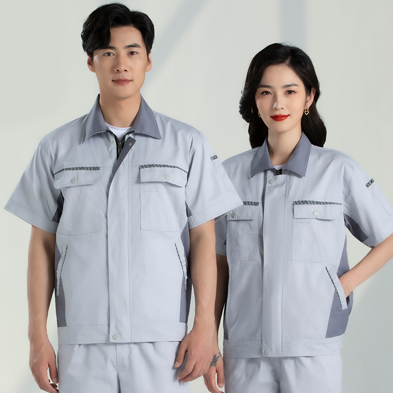 Trajes de trabajo de mangas cortas para hombres desgaste sitio de construcción de reparación de automóviles ropa mecánica y eléctrica fábrica de ropa de seguro laboral personalizada