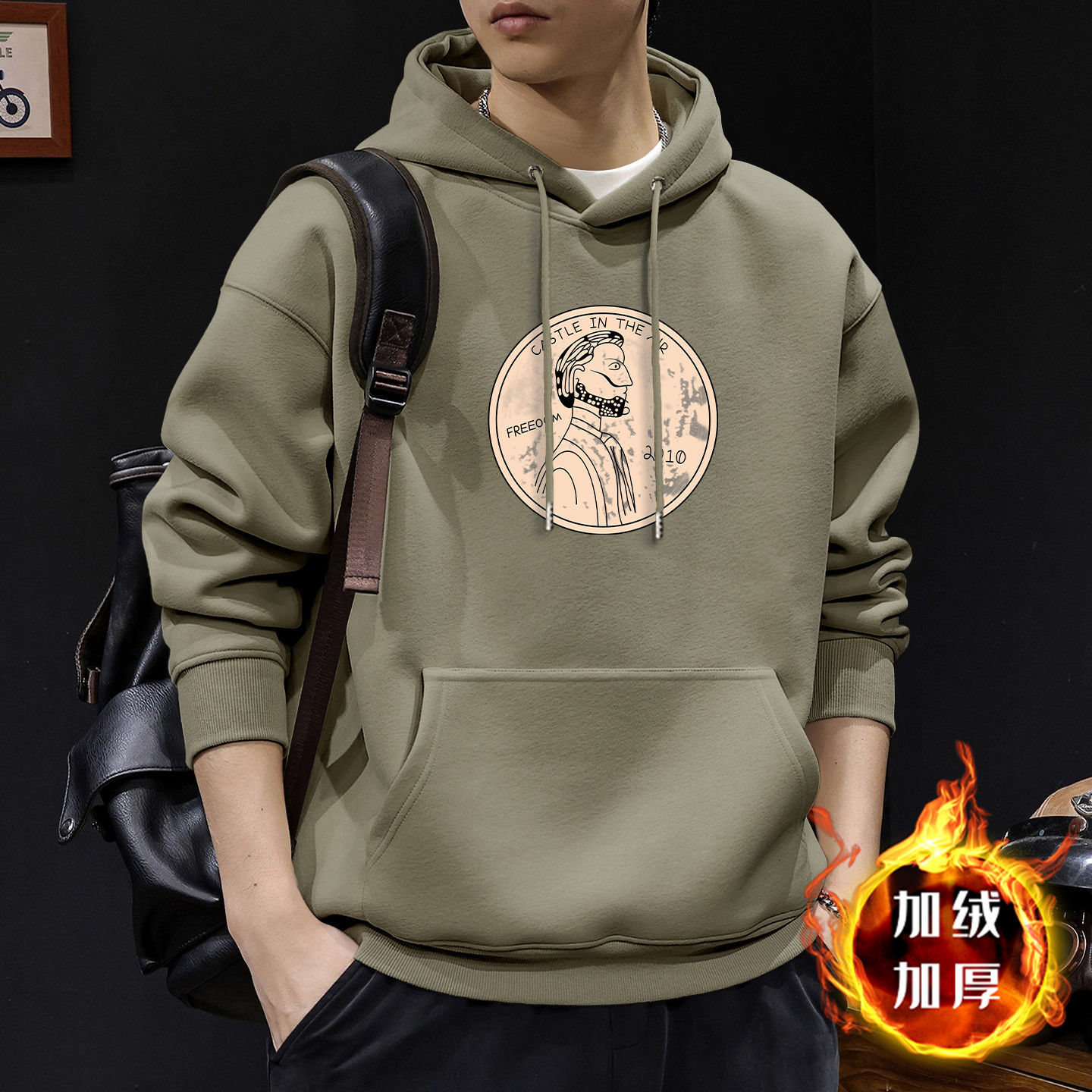 Chaqueta con capuz de moda masculina primavera y otoño nuevo tipo suelto simple pareja con chaqueta de lana de hombre