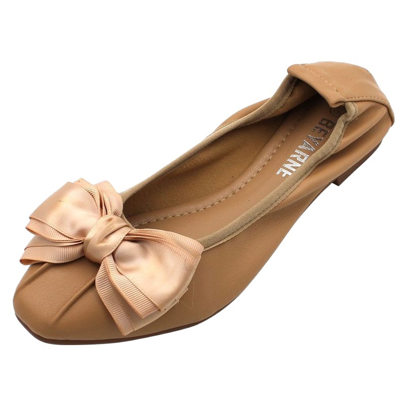 2024 Spring New Flat Women's Soft Leather Bow Comfortable Chicken Roll Square Toe Hundred Ladies Boat Shoes_voghion.com