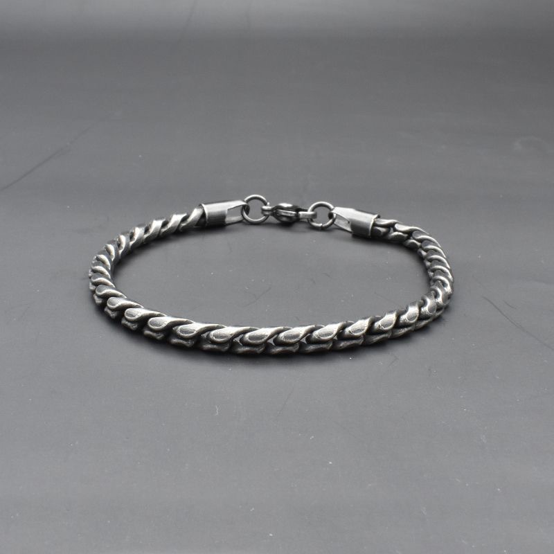 Cross-Border Amazon New 316 Stainless Steel Men's Twisted Scale Dragon Bone Bracelet Titanium Steel Jewelry Retro Bracelet Accessories