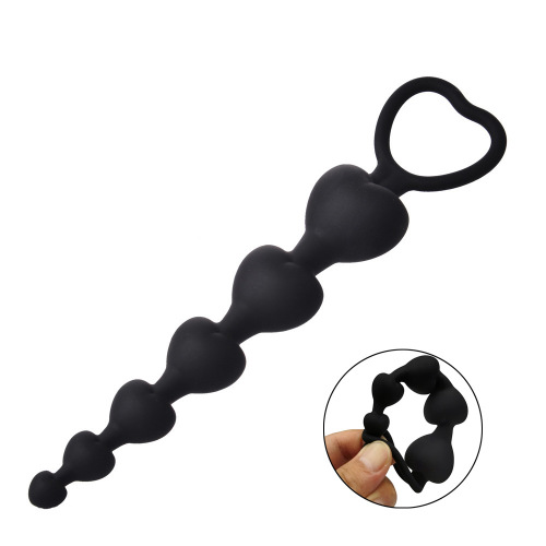 Heart-shaped silicone beads, fun anal plug, male and female shared anal masturbation device, adult sex products source