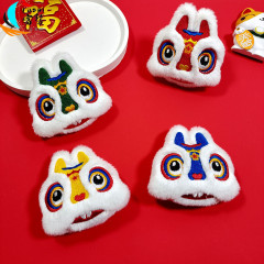 Creative national trend plush doll brooch Year of the Rabbit Lion Awakening Cartoon Doll Scarf Hat Baby Socks Festival Decoration