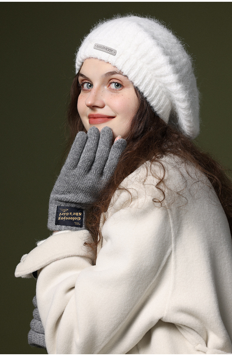 Knitted Wool Gloves For Women Windproof Thermal Fleece Lined_voghion.com