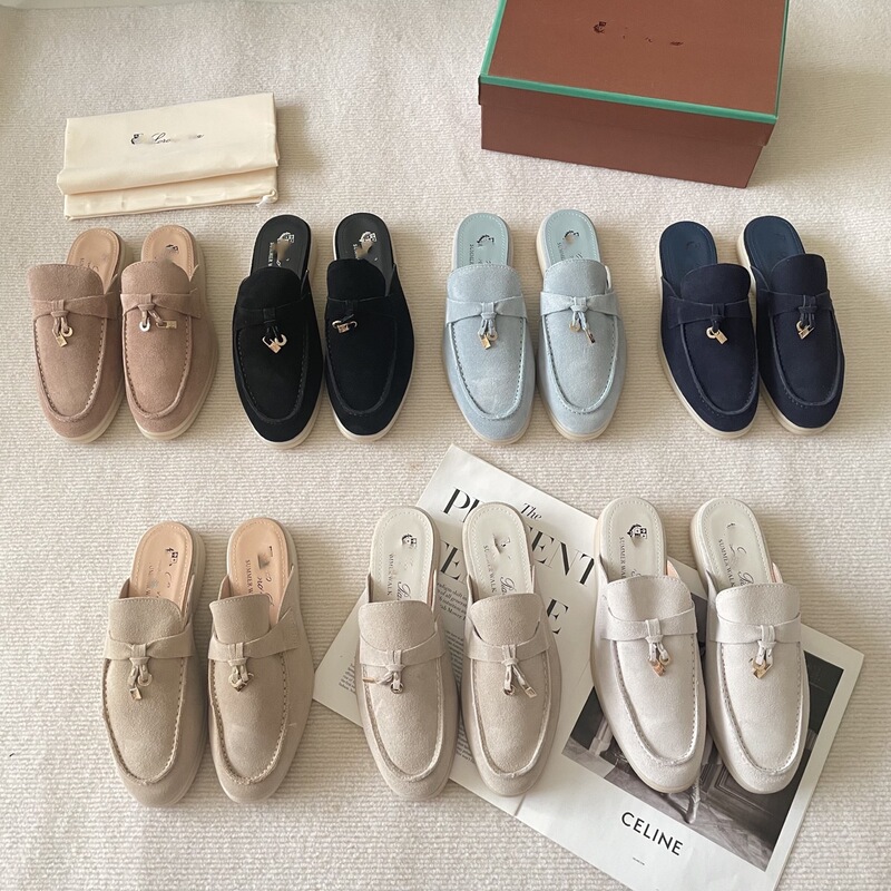 Couple Style Moccasins British Style Round Toe Deerskin Tassel Flats Toe Mule Half Slippers Lazy Loafers