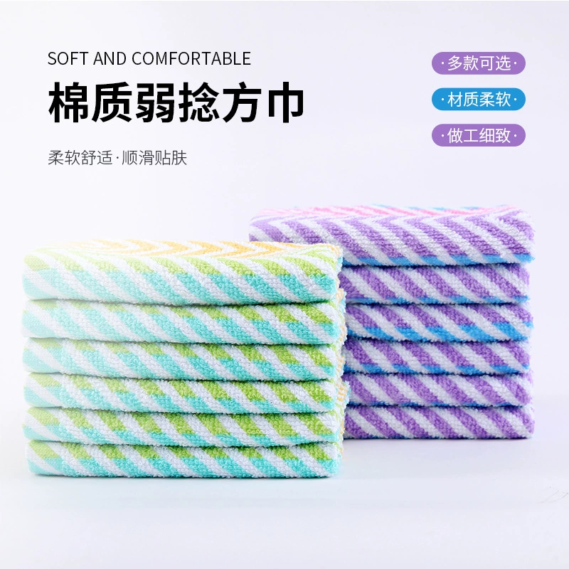 Слабое скручивание квадратное полотенце из хлопка в полоску 27*27 тряпка утолщение мягкая впитывающая ткань для мытья посуды бытовое многоцелевое полотенце оптом