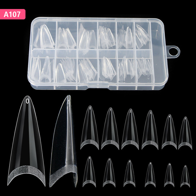 New Ghost Pointed French Salon Armor Long and Short Pointed Seamless Frosted Fake Nail Nail Art Patch Wholesale