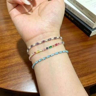 法式轻奢小众设计高级感多巴胺排钻手链女彩色锆石ins风热卖手饰