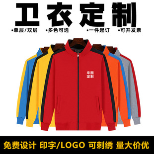 Workwear Sweatshirt with Logo Printed Long-Sleeved Thin Catering Waiter Team Uniform Baseball Uniform Autumn and Winter Jacket