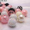 50 20mm beef pink+leopard print sewing acrylic big beads DIY mixed color mixed skewers bead combination