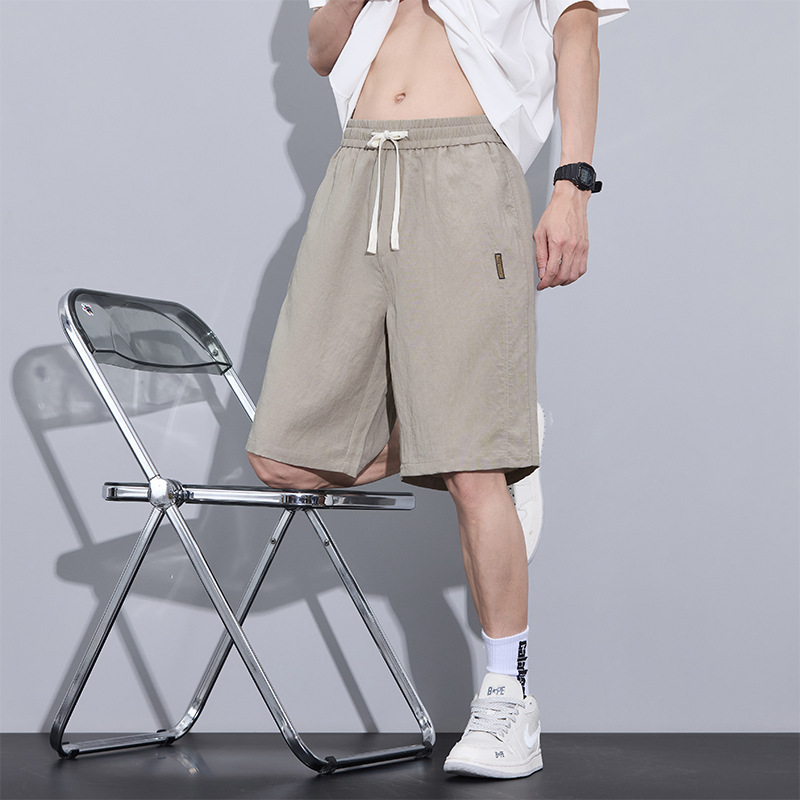 カジュアルショートパンツボーイズ夏薄いスポーツルーズストレート5点パンツトレンディな多用途リネンミッドパンツ|undefined