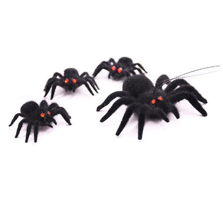 Halloween Flocking Spider Horror Decoration Small Spider Ornaments Spoofs Tricky Toys Simulation Flocking Spider