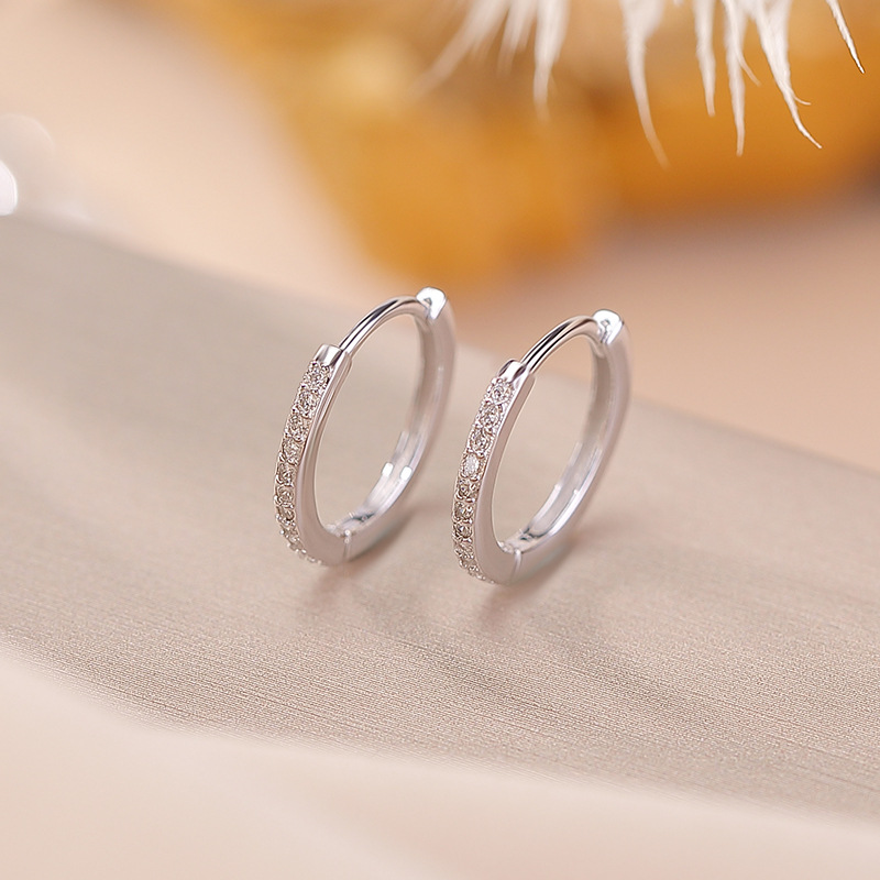 Bông tai vòng tròn bạc S925 mạ vàng thời trang tinh tế — Mẫu bạc