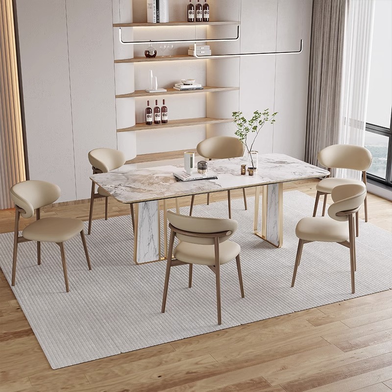 Transfronterizo amazonas crema silla de comedor silla de mesa de comedor moderna simple respaldada silla casera silla de charla silla de madera maciza image 5