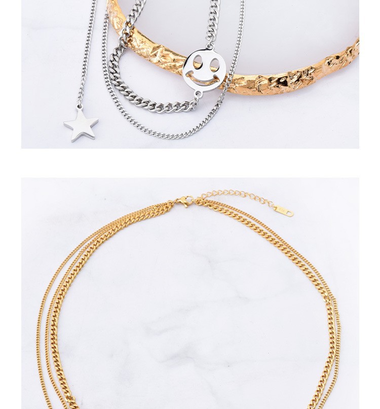 Daily Occasion Titanium Steel Material Star Pattern Fashion Star Titanium Steel Chain Layered Necklaces 1 Piece