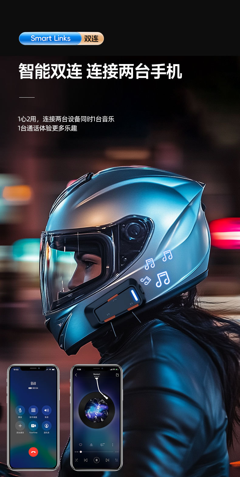 Motorcycle helmet wireless bluetooth headset driving camera recorder APP real-time video double intercom headset