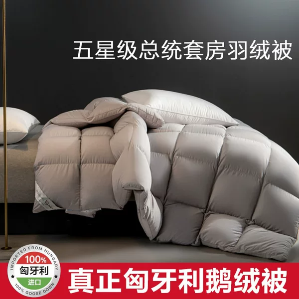 Hungarian 95% white goose down duvet, thickened for warmth, suitable for hotels, double-size, spring/autumn quilt core, wholesale starting from one piece